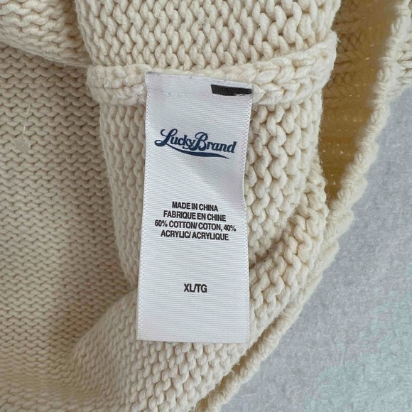 Lucky Brand Mens Ivory Cardigan Sweater Button Down Cotton Knit Size XL - Picture 8 of 9